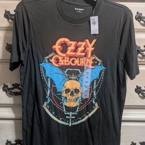 Old Navy Black Ozzy Osbourne Bat Skull Graphic Tee